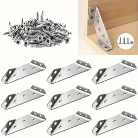 140pcs Heavy Duty Angle Brackets With Screws - 90Â° Angle Brackets, Scratch Resistant, Easy To Install On Furniture And Wooden Frames