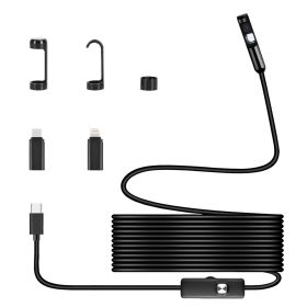 1Set Endoscope Camera 1920P HD IP67 Waterproof Inspection Borescope Tool With Light And 8 & 1 Dual Lens 16.4ft Semi Rigid Snake Cable Stepless Brightn