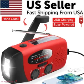 Emergency Radio Crank Solar Hand Weather Power Bank Charger Light