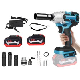 1Pc 3 In 1 Cordless Electric Impact Wrench Drill Screwdriver With Brushless Motor Max 3450RPM Variable Speed 2Pcs 6.0Ah Batteries 3 Sockets 3 Screwdri