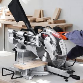 Sliding Compound Miter Saw 12-In Blade 15 Amp Motor Corded Double Bevel 60-Tooth