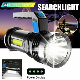 LED Flashlight USB Rechargeable Torch COB Spotlight Camping Light High Lumens Emergency Lamp 3 Modes Waterproof