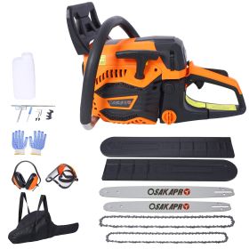 62CC Gas Powered Chainsaw, 2-Cycle Petrol Handheld Cordless Chain Saw, Gasoline Gas Chainsaws For Tree Wood Cutting,with 18 And 20 Guide Bar And Chain