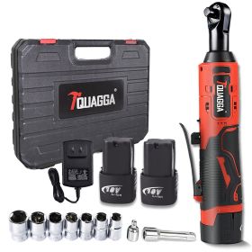 TQUAGGA 18V Cordless Electric Ratchet Wrench Set, Power Ratchet Wrench,Variable Speed With Batteries2,Torque 45ftlbs,Car Repair Tools, Power Tools,Har