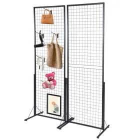 2-Pack 24"x67" Commercial Grid Wall Display With T-Base Stand - Double-Sided Wire Panel System For Retail Stores, Craft Fairs & Trade Shows (Includes