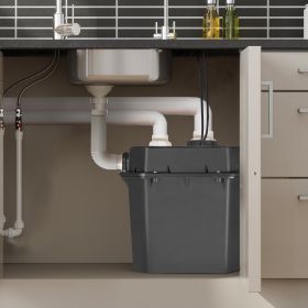 Utility Sink Pump, 1/2 HP, 120-Volt, 3500 GPH Flow, 28 Ft Head, Under-Sink Sump Pump System With 6 Gallon Basin, Automatic Utility/Laundry Sink Pump,