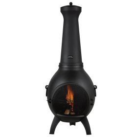 18 Inch Chiminea Outdoor Wood Burning Firepit with Grill Mesh & Chimney Coat