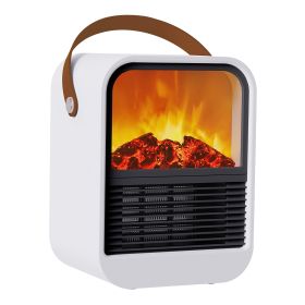 1500W Portable Electric Fireplace Heater 2 Gear Temperature PTC Ceramic Space Heater with Realistic Burning Flame Overheating Tip Over Protection