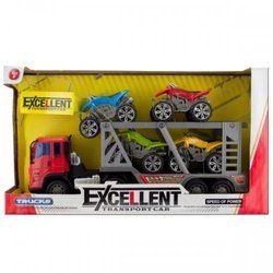 Friction Powered Trailer Truck With Atvs Set (pack of 2)