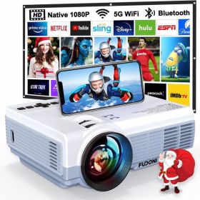 Projector with WiFi and Bluetooth, FUDONI 5G WiFi Native 1080P Projector 14000L 4K Supported