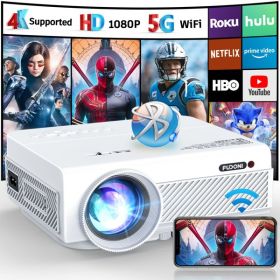 Projector with WiFi Bluetooth,FUDONI 5G WiFi Native 1080P Outdoor Projector 15000L Support 4K,Portable Movie Projector with Max 300"