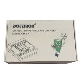 Dottmon Six-Slot Universal Fast Charger Model CB-6A AAAA, AAA, AA, SC, C, D