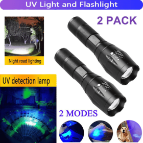 2-in-1 LED Flashlight, Ultraviolet And White Light, Adjustable Focus LED Inspection Light,2 Pack-TK,TMEU For Self-pickup