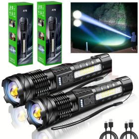 Rechargeable LED Flashlight Zoomable Tactical Torch Police Super Bright Work Light Lamp Red White Blue 3 Light USB Charging
