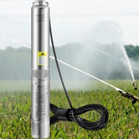 Deep Well Submersible Pump, 1HP 115V/60Hz, 37gpm Flow 207ft Head, With 33ft Electric Cord, 4" Stainless Steel Water Pump For Industrial, Irrigation&Ho
