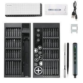1Set 70 In 1 3.7V Mini Electric Screwdriver Kit Rechargeable Magnetic Repair Tool Kit With 5 Torque Settings 64 S2 Precision Bits 4 LED Lights For Pho