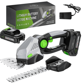 Cordless Hedge Trimmer, 2-in-1 Electric Handheld Grass Shears With 21V 2.0 Battery X2, Grass Trimmer, Mini Bush Trimmer Kit For Garden, Patio And Lawn (Option: Green)