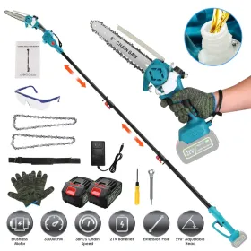 2-IN-1 Cordless Pole Saw And Mini Chainsaw With Extension Pole 21V Battery 8' Electric Brushless Pole Chainsaw With Auto Oiler Safety Switch 6.4LBS Li (Option: 3000mAh)