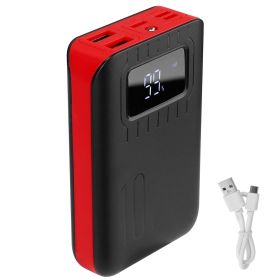 1Pc 1W MAh Portable Power Bank External Battery Pack Charger Dual USB Charge Interface With LCD Display Flashlight Type C Micro USB Lightning Input (Option: Red)