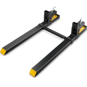 VEVOR  Pallet Forks, 4000 Lbs Clamp On Pallet Forks, 60inch Total Length Heavy Duty Pallet Forks With Adjustable Stabilizer Bar, Tractor Bucket Forks (Option: Default)
