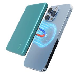 2 In 1 5000mAh 8MM Slim MagSafe Wireless Power Bank PD20W Magnetic Fast Charger Portable Phone Charger Fit For IOS Phone 15 14 13 12 Series And More (Option: Cyan)