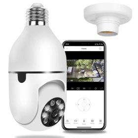 1Pc E27 WiFi Bulb Camera 1080P FHD WiFi IP Pan Tilt Security Surveillance Camera With Two-Way Audio Night Vision Motion Detection Function APP Control (Option: White)