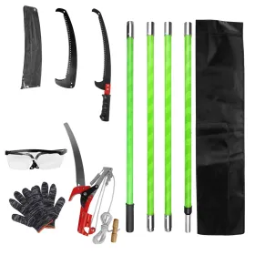 2 In 1 Extra Long Manual Pole Saw 8.23-15.12FT Extendable Tree Pruner For High Branches With Pruner Scissors 2 Double-hooked Saw Blades Goggles Gloves (Option: 4m)