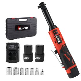 TQUAGGA 18V Extended Cordless Electric Ratchet Wrench Set, Extended Neck, Variable Speed, 18V, 18V Cordless Electric Ratchet Wrench Set, Automotive Re (Option: 18V Red extended version)