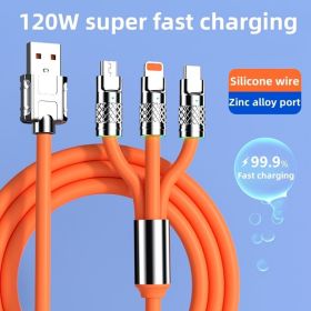 3.3ft 120W 3-In-1 Multi Fast Charging Nylon Braided Cable; USB Charger Cord With 3 Different Ports (Type C/Micro/Lightning) (Color: 3.3ft/blue)