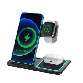 3 In 1 Fast Charging Station; Folding Wireless Charger Stand For IPhone 14; 13; 12; 11/Pro/Max/Mini/Plus; X; XR; XS/Max; SE; 8/Plus; Apple Watch (Color: White)