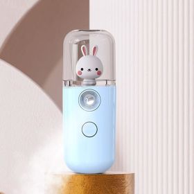 Face Mister Mini Handy Rechargeable Cute Rabbit Design Face Humidifier Facial Sprayer Moisturizing For Face; Daily Makeup; Skin Care Gift For Gir (Color: Blue)