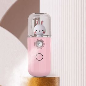 Face Mister Mini Handy Rechargeable Cute Rabbit Design Face Humidifier Facial Sprayer Moisturizing For Face; Daily Makeup; Skin Care Gift For Gir (Color: Pink)