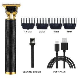 Electric Hair Clipper Cordless Hair Trimmer Set For Hair Cutting; Professional Trimmer USB Rechargeable (Color: Black)