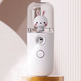 Face Mister Mini Handy Rechargeable Cute Rabbit Design Face Humidifier Facial Sprayer Moisturizing For Face; Daily Makeup; Skin Care Gift For Gir (Color: White)