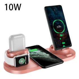 Wireless Charger For IPhone14 13 Fast Charger For Phone Fast Charging Pad For Phone Watch 6 In 1 Charging Dock Station (Color: Pink, style: 10w)
