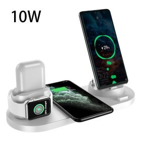 Wireless Charger For IPhone14 13 Fast Charger For Phone Fast Charging Pad For Phone Watch 6 In 1 Charging Dock Station (Color: White, style: 10w)