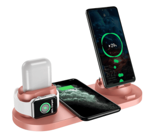 Wireless Charger For IPhone14 13 Fast Charger For Phone Fast Charging Pad For Phone Watch 6 In 1 Charging Dock Station (Color: Pink, style: 15W)