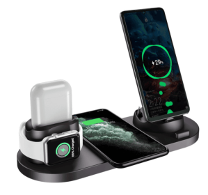 Wireless Charger For IPhone14 13 Fast Charger For Phone Fast Charging Pad For Phone Watch 6 In 1 Charging Dock Station (Color: Black, style: 15W)