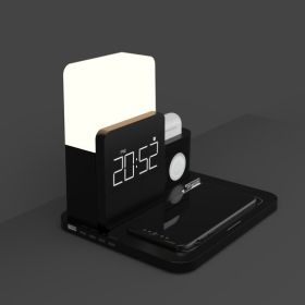Multifunctional Alarm Clock Wireless Charger Bedroom (Electrical outlet: USB, Color: Black)