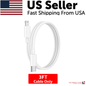 2024 20W USB-C Fast Charger PD Adapter Cable For iPhone 14/13/12/11 XR Pro iPad (Combo: 3FT PD USB C Cable)