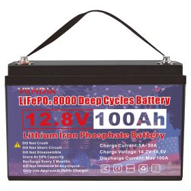 12V 100 AH,  Marine Rechargeable Battery, High Self-Discharge Rate 800A Current, for Solar Marine Off-Grid Applications  Backup Battery System (Color: Black)