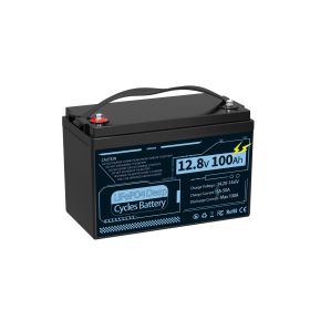 In stock 12V 100AH lithium battery 12V100AH RV lithium battery outdoor lithium battery LiFePO4 energy storage battery (Color: Black)