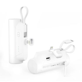 Portable Charger with Built in Cables, Portable Charger with Cords Wires Slim 8000mAh Travel Essentials Battery High Speed Power Bank for iPhone (Color: White)