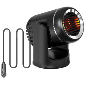 24V 160W Car Heater 2in1 Fan with 4.92ft Cord, Rotary Demister Defroster, Portable & Cooling (Color: Black, size: 24V)