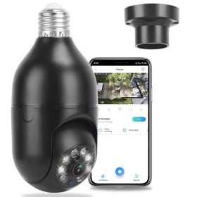 1Pc E27 WiFi Bulb Camera 1080P FHD WiFi IP Pan Tilt Security Surveillance Camera With Two-Way Audio Night Vision Motion Detection Function APP Control (Option: Black)